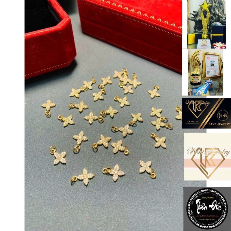 [ Series Charm mini ] Lá treo rơi- Charm LV Hoa - Bướ m - Lá V.àng treo điệu đà Au10kara Tổng hợp - 