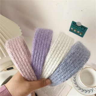 Châu Âu và Mỹ mới retro vành rộng băng đô mohair dệt kim headband khí chất phụ kiện tóc nữ