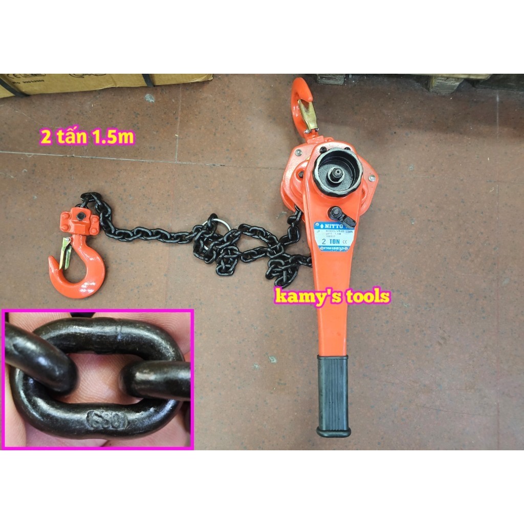 Pa lăng xích lắc tay Nitto 2 tấn 1.5m (1.5 mét) VR-20 cao cấp