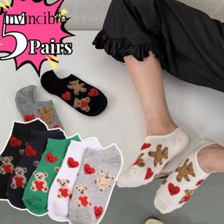 1 / 5 Cặp Nữ Xuân Hè Gấu Thuyền Tất Phong Cách Nhật Bản Hoạt Hình Dễ Thương Gấu Tình Yêu Tất Cotton Thoải Mái Thoáng Khí Sox