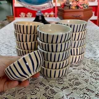 Chén chấm/ chén tương/ chén mắm/ bát nước chấm - vẽ sọc xanh cổ xưa, gốm sứ cao cấp