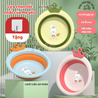 Xô rửa đa năng gấp gọn cho bé GRAND HAVEN Thau Chất liệu silicon an toàn rửa mặt, giặt quần áo tiết kiệm không gian