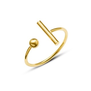 Đơn giản thời trang hình chữ t thiết kế mở nhẫn thép titan mạ thép không gỉ vàng 18k cặp đôi nhẫn đuôi nhẫn