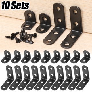 10 Bộ Đầu Nối Góc Phải 90 Độ - Bộ Nẹp Góc Hình Chữ L - Dành Cho Tủ, Ngăn Kéo, Ghế, Kệ - Nội Thất Gỗ Kim Loại Đen Khớp Cố Định