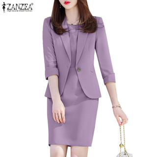 Zanzea Nữ Hàn Quốc Đi Bộ Cổ Tròn Không Tay Và Áo Blazer 2 Bộ