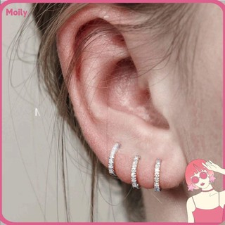 Đôi khuyên tai hình tròn nhỏ màu vàng kim/bạc thời trang cho nữ
