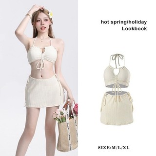 Đồ bơi ba mảnh có dây buộc rỗng thời trang mới có đệm ngực, rất gợi cảm và đẹp