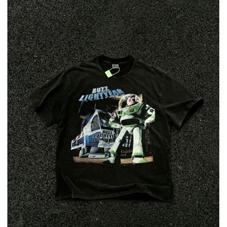 Hàng sẵn có * * BUZZ American Retro vintage Bờ Tây Phong Cách Hip-Hop In Hình Đau Khổ Rửa Nước Tay Ngắn