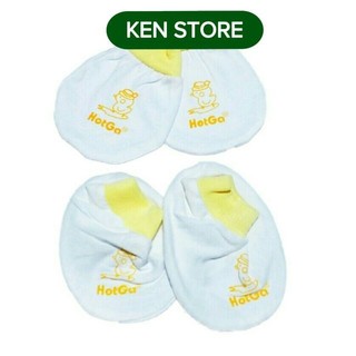 Bao tay chân bo trắng viền sơ sinh Hotga - 1 bộ KEN STORE