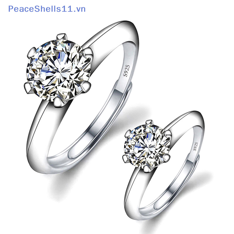 Peaceshells Giả Moissanite Nhẫn Dành Cho Nữ Nhẫn Zircon Sáu Móng Cổ Điển Nhẫn Hỗ Trợ VN