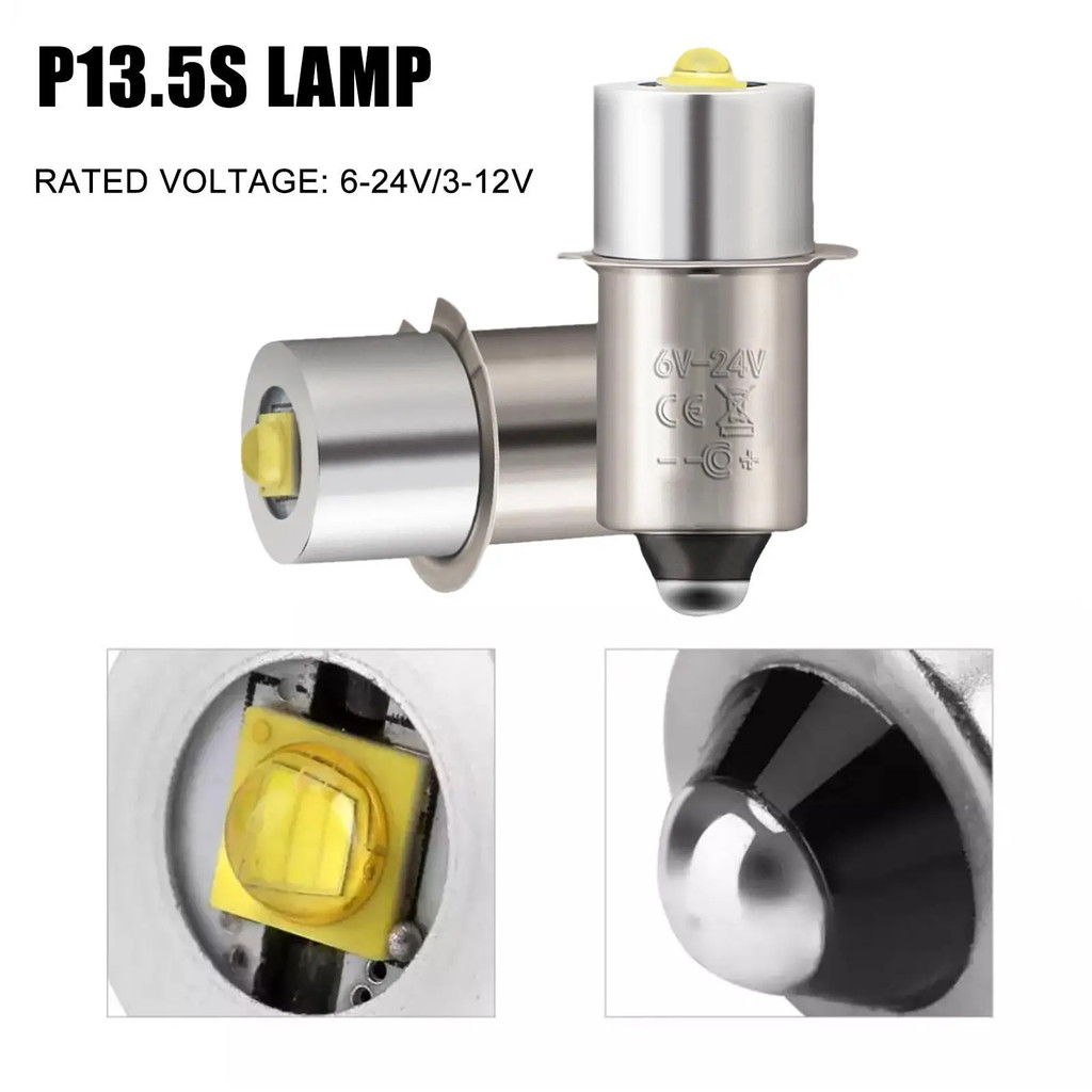 P13.5s E10 BA9S Base 5W LED Nâng Cấp Bóng Đèn Trắng Maglite Đèn Pin 6500K 3W DC6V-24V Bóng Đèn Thay 
