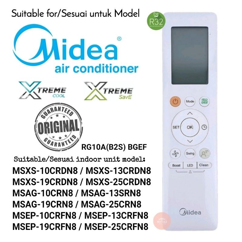 Điều khiển từ xa điều hòa Midea RG10A (B2S) / BGEF