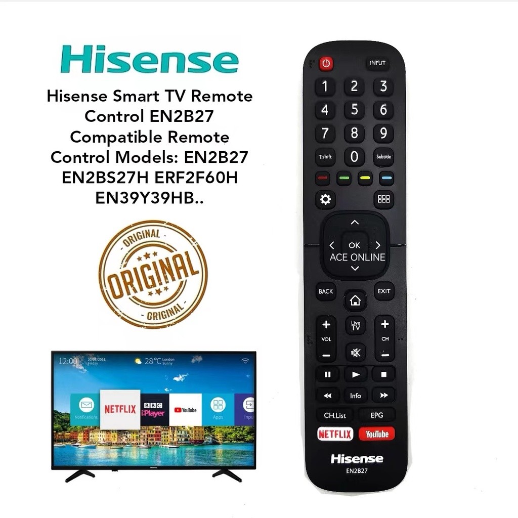Điều khiển từ xa TV thông minh Hisense EN2B27 (Hoặc Oem)