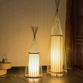 B & b tre đan sàn đèn sàn phòng khách phòng trà đèn bàn phong cách retro đèn mây