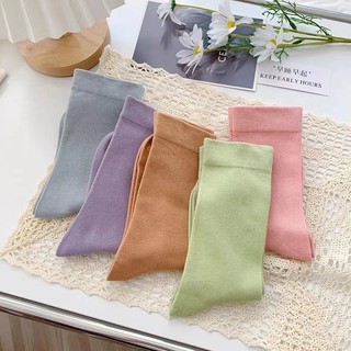 Fhyl Mùa Xuân Hàn Quốc Màu Trơn Thường Ngày Cotton Nguyên Chất Giữa Ống Tất Nhiều Màu Sắc Có Sẵn Thời Trang Đa Năng Thoáng Khí Tất Dành Cho Nữ