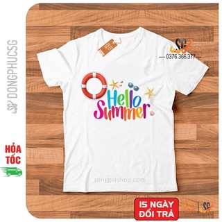 Áo thun hội nhóm unisex nam nữ gia đình SUMMER phông màu trắng thun cotton mềm mịn SGS133 | SG