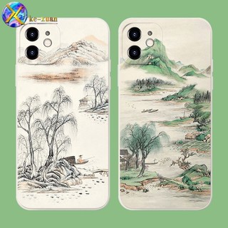 Phong Cách Trung Hoa Nước Xanh Xanh Núi Mực Tranh Cổ Thích Hợp Cho iPhone15Pro / 14promax Apple 13 Tay Redmi Model Điện Thoại Di Động Vỏ Bảo Vệ Chống Sốc S73F