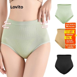 Lovito Quần short điêu khắc cơ thể eo cao L004014 (Đen)