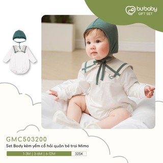 Bu baby - gmc503200 set body kèm yếm cổ hải quân bé trai mimo size 1 tháng đến 1 tuổi