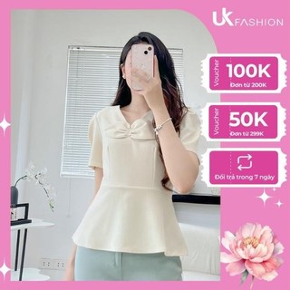 Áo Sơ Mi Nữ UK Fashion Thiết Kế Chiết Eo Xòe Kiểu Dáng Đơn Giản Màu Sắc Nhã Nhặn Chất Vải Mềm Mịn Co Giãn UKFSM2304008