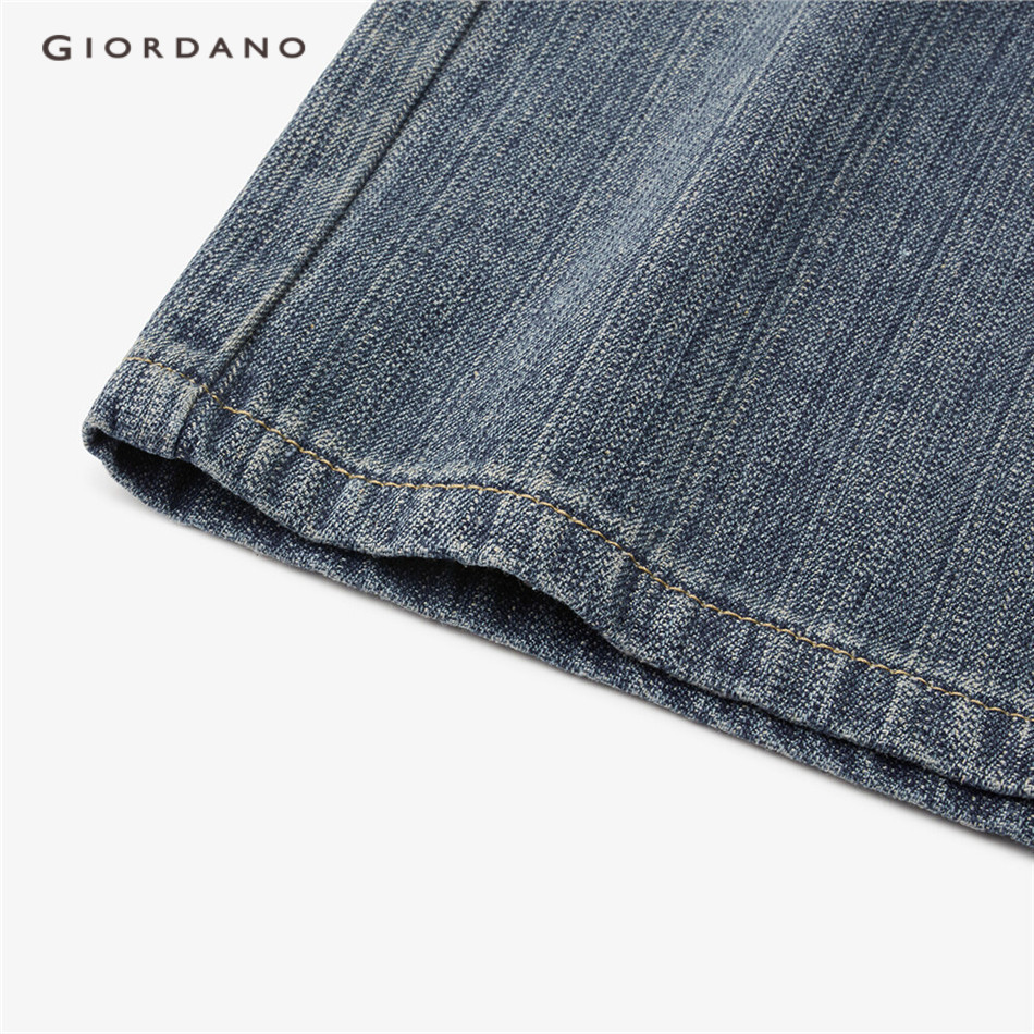 Quần dài GIORDANO 18413009 jacquard denim lưng cao thời trang dành cho nữ