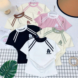 Áo Baby Tee Phối Viền Chữ A Borip qc co dãn 4 chiều dày dặn - Dư Tú Lệ Thiên An Shop