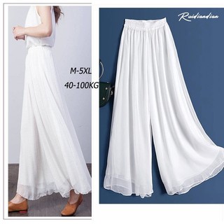 Ruidiandian 2024 Sumer Mới Hongxun Nữ Ruy Băng Cà Vạt Voan Rời Xếp Ly Ống Rộng Palazzo Quần M L XL XXL 3XL 4XL