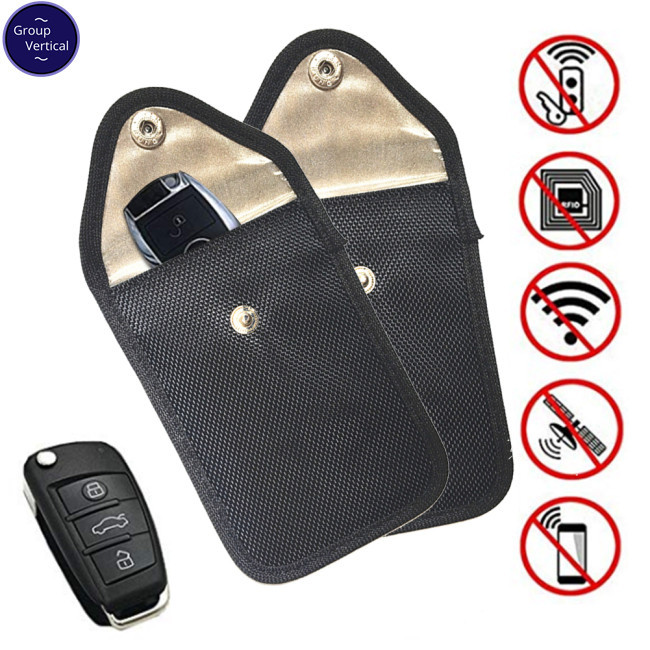 Nhóm Dọc Chìa Khóa Ô Tô Túi Fob Vải Oxford Chìa Khóa Ô Tô RFID Tín Hiệu Chặn Túi Chìa Khóa Khối Tín Hiệu