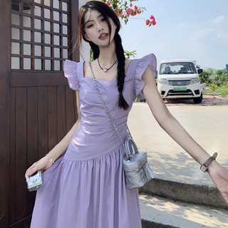 Đầm tay ruồi mùa hè mới phong cách đại học ngọt ngào dịu dàng nhỏ tươi siêu cổ tích trong phần dài của váy tình yêu đầu tiên