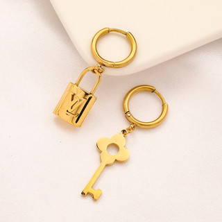 Thời trang lv bông tai thép titan chữ logo louis vuitton tai vòng bông tai trang sức nữ