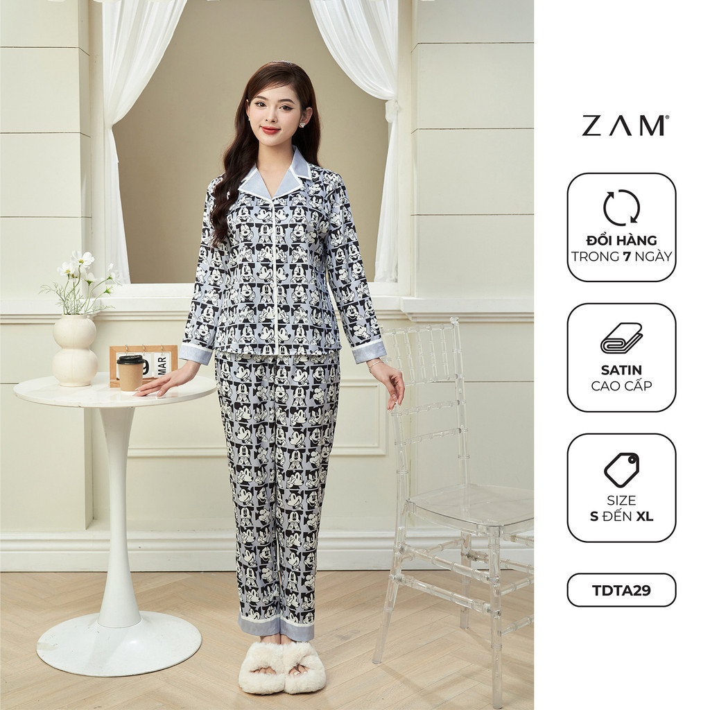 BỘ MẶC NHÀ SHE BY ZAM - TDTA29 - BỘ DÀI TAY MICKEY XÁM