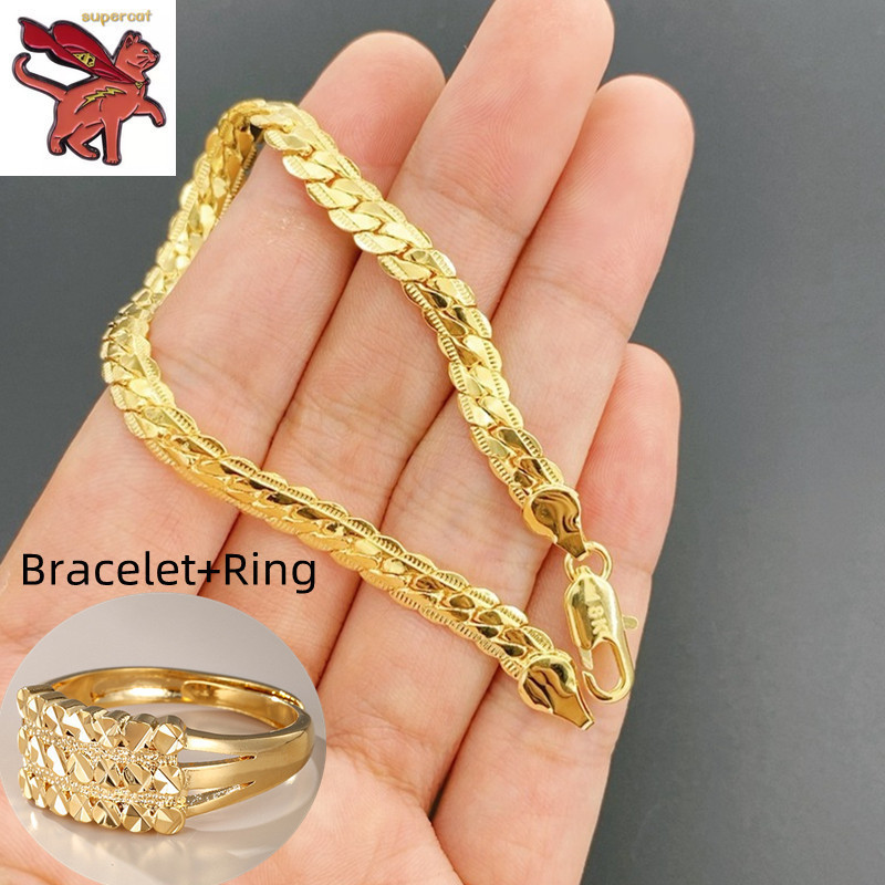 Vàng 18k Pawnable Saudi Vòng Tay Cho Nam Vàng 5MM Rồng May Mắn Quyến Rũ Tiền Bắt Vòng Tay Cho Nữ Nam