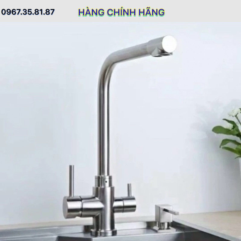 Vòi chậu rửa bát 3 đường nước nóng lạnh INOX 304 cao cấp - HÀNG VIP