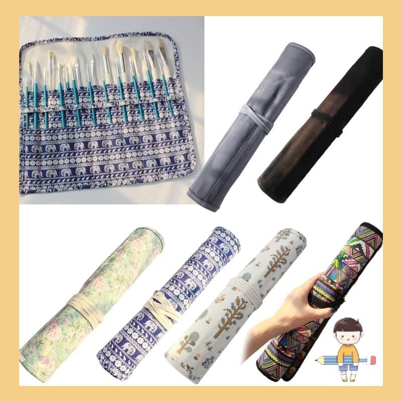 Sa Vải Đơn Giản Bọc Bút Chì Cuộn Lên Túi Đựng Bút Giữ Cho 20 Bút Chì Màu