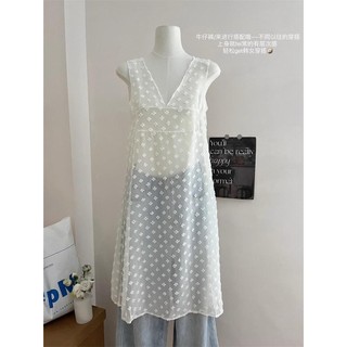 Retro Hồng Kông Phong Cách Ba Chiều Hoa Cổ Chữ V Đầm Nữ 2024 Phong Cách Mới Bên Ngoài Gợi Cảm Sang Trọng Váy Gạc
