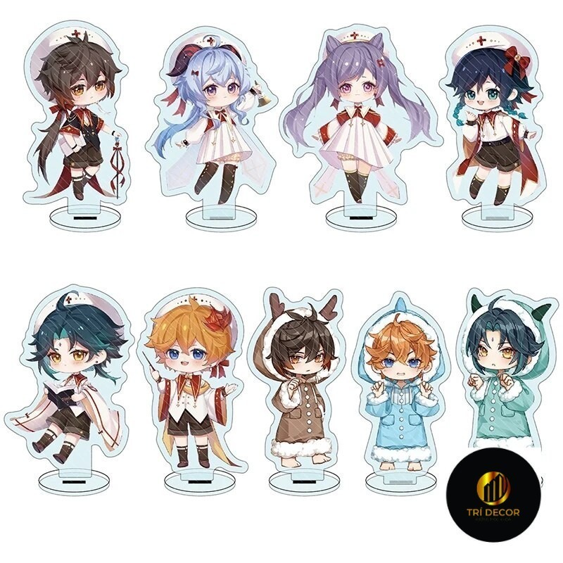Mô hình Standee Genshin Impact Anime Zhongli Diluc Venti Klee Keqing Qiqi Phụ kiện trang trí để bàn 
