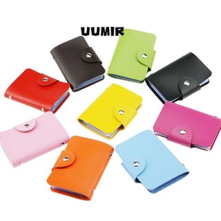 UUMIR Túi đựng thẻ, Túi đơn giản PU, Hộp đựng thẻ da 24 khe cắm di động Hộp đựng thẻ ID tín dụng màu trơn