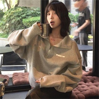 Missumey Áo nỉ nữ Áo len dài tay in hình Hàn Quốc