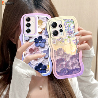 Dành Cho Samsung A15 A54 A05S A24 A12 A04 A14 A23 A11 A20 A51 A04E A21s A04s A22 A03s A13 A02s A30 A52 A32 A10S Sơn Dầu 3D Hoa Tím Mùa Hè Hoa Vẫy Cạnh Mềm Ốp Lưng BY