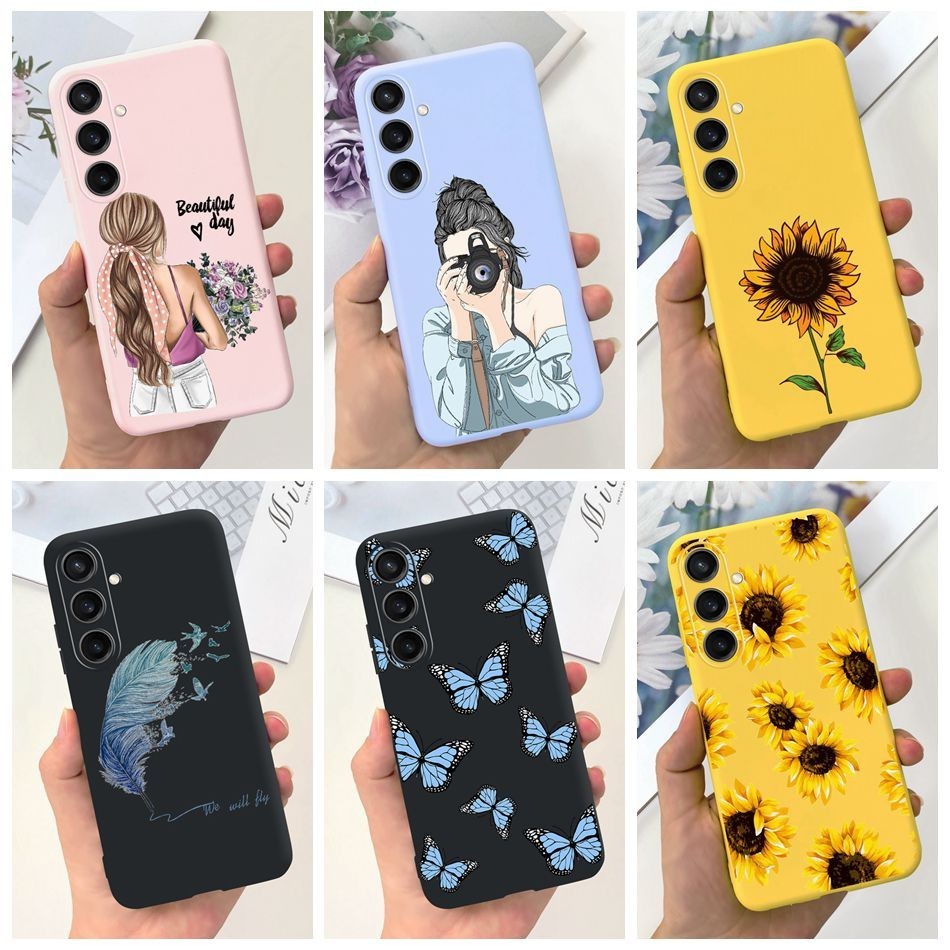 Ốp lưng Samsung Galaxy F15 M15 Ốp điện thoại Silicon mềm họa tiết hoa cúc hướng dương cho bé gái thờ