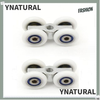 Ynatural 2 Con lăn trượt treo, Bánh xe phần cứng nội thất bằng kim loại màu trắng, Bộ con lăn cửa hợp kim kẽm 1,85 * 0,87 Inch bền bỉ Tủ quần áo