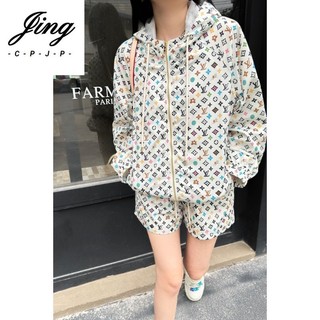Bộ áo khoác chống nắng có mũ trùm đầu 2024SS + quần short chống nắng