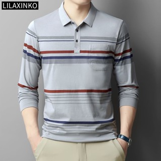 Áo Sơ Mi Polo Nam Quần Áo Cotton Sọc Cơ Bản Dài Tay Áo Top Áo Sơ Mi Cổ Điển Thời Trang Quần Áo Bỏ Túi