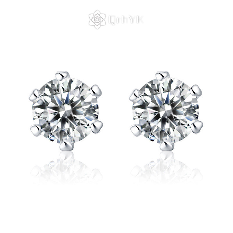 Qrhyk 1 Cặp Thời Trang Vintage Mô Phỏng Moissanite Bông Tai Dành Cho Nữ Cô Gái Cổ Điển Thanh Lịch Retro Sáng Tai Đinh Trang Sức Mới