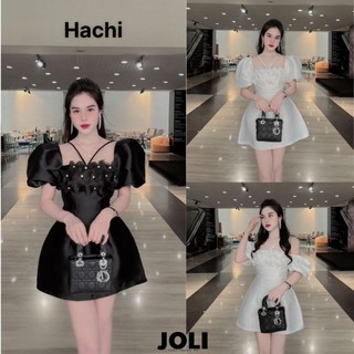 Đầm TAPTA đính đá sang chảnh dự tiệc - Váy Tafta Trễ Vai Nơ Hoạ Tiết hàng thiết kế cao cấp