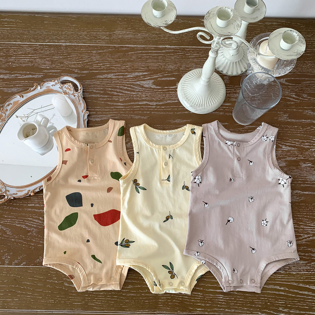 Áo Liền Quần Sát Nách Chất Liệu Cotton Thời Trang Mùa Hè Cho Bé