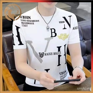 Áo thun ngắn tay thông thường nam xu hướng mùa hè in đáy áo sơ mi in hình quá khổ dáng rộng phù hợp với áo thun nam trung niên và trẻ trung