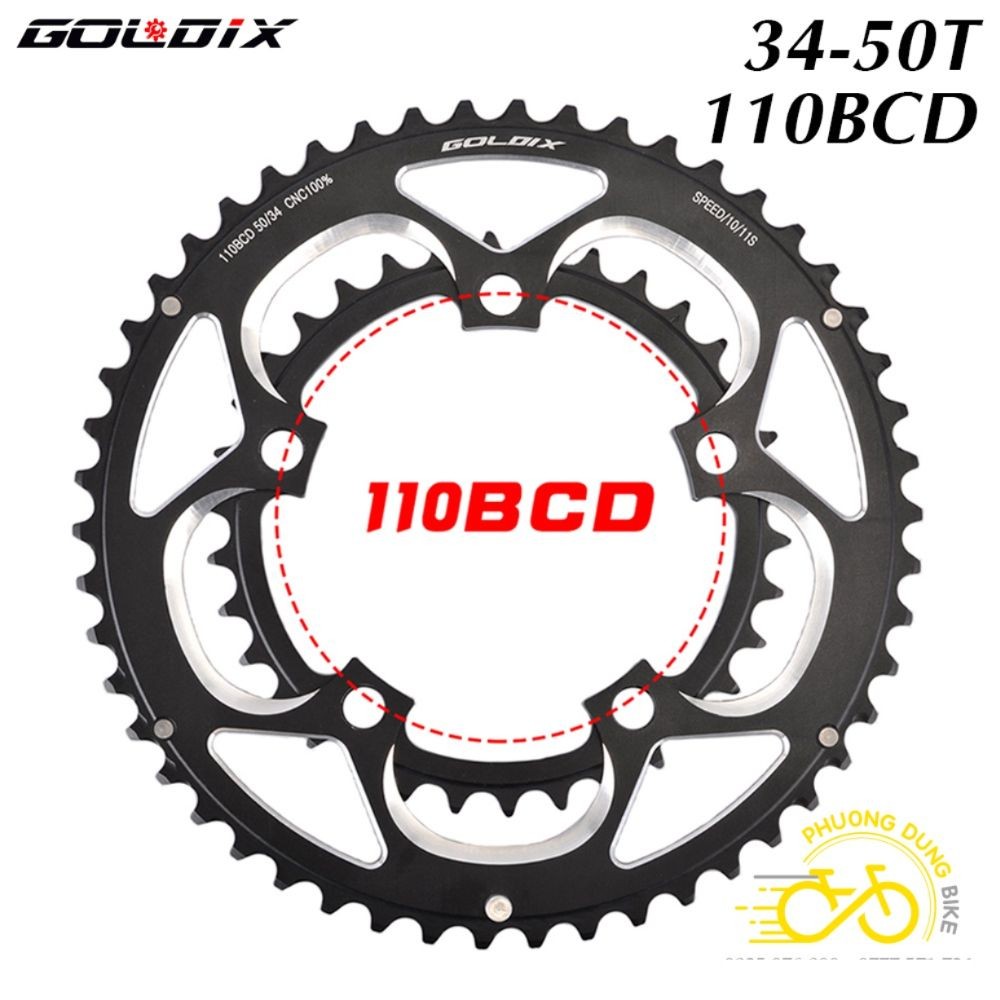 Bộ 2 đĩa rời nhôm xe đạp GOLDIX 110BCD 34-50T