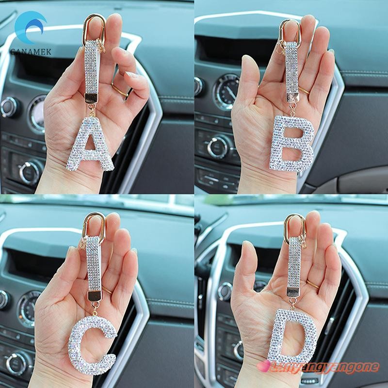 Canamek Thời Trang Lấp Lánh Kim Cương Giả Bảng Chữ Cái Móc Khóa Chữ Dễ Thương Quyến Rũ Vòng Chìa Khóa Ba Lô Tinh Tế Phụ Kiện Trang Trí Quà Tặng Mới