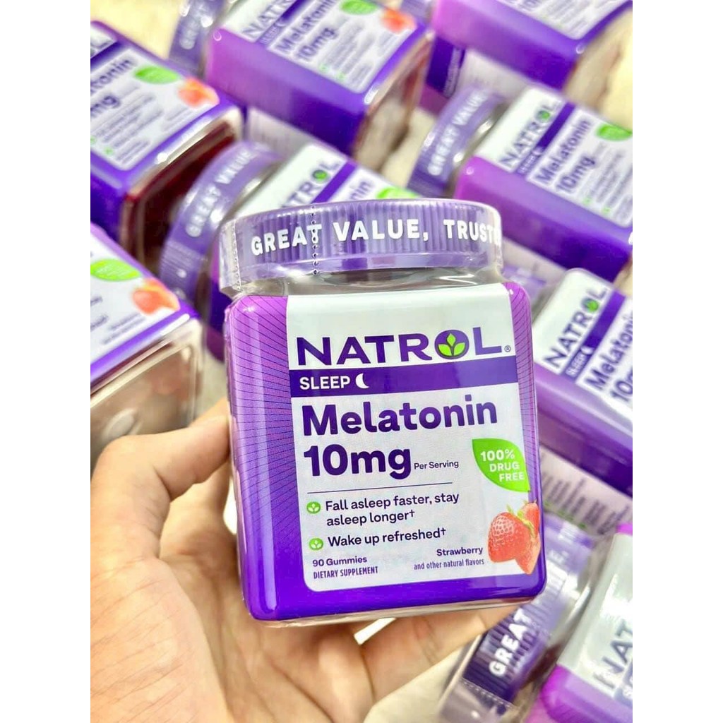Kẹo ngủ Natrol Gummies Melatonin 10mg 90 viên. Date 2026